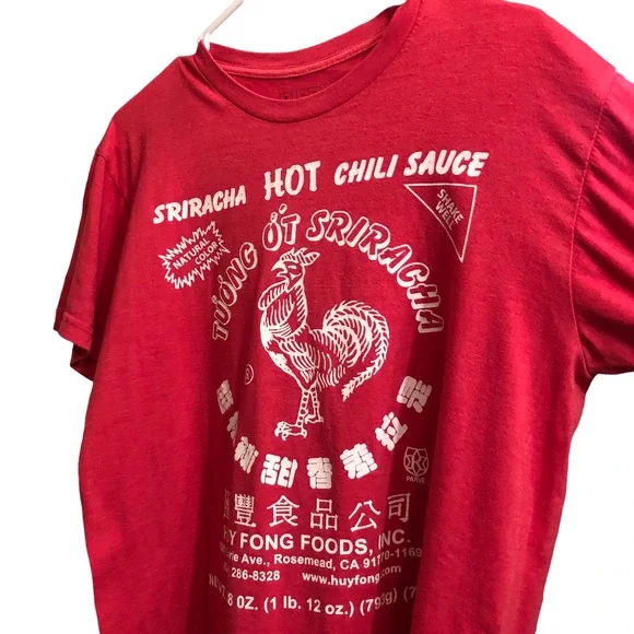 Sriracha Hot Chili Sauce Tshirt. Huy Fong Foods, Rosemead, California. Pink. Med - Picture 2 of 10